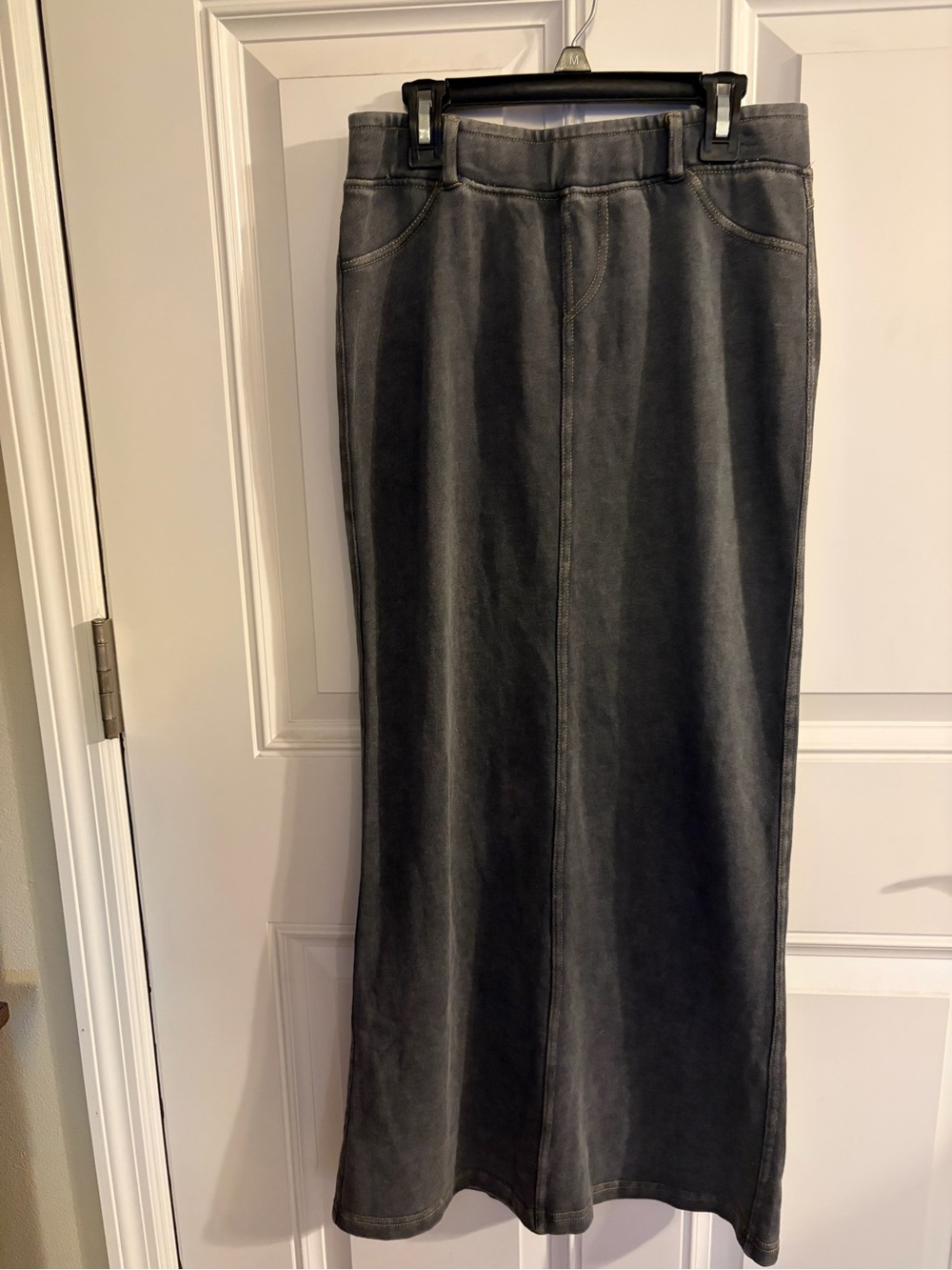 Vintage Charcoal Gray Maxi Denim Skirt
